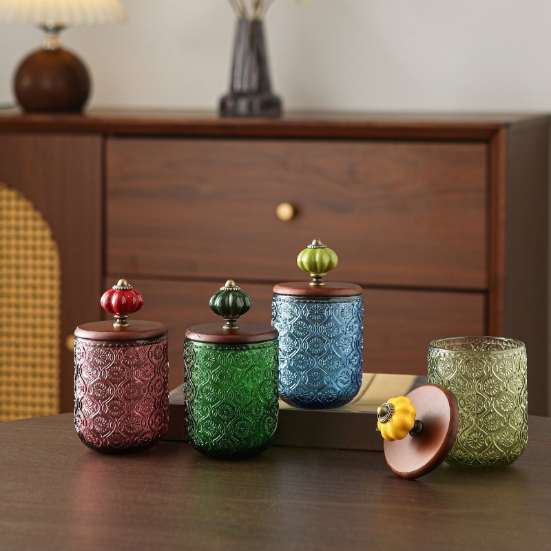 Candle Making Jars With Lids - Retro-Glasbox für Wattestäbchen, kreative Aufbewahrungsdose für