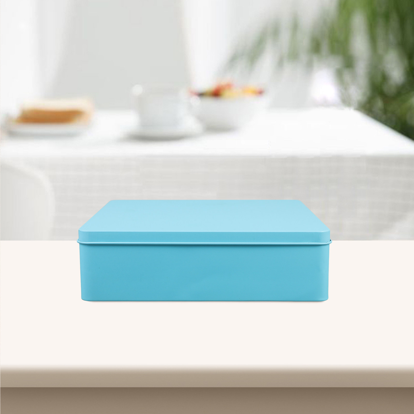 Tin Container Lid - Große Dekorative Blechdose Quadratischer Haushalts-Organizer Keksdose